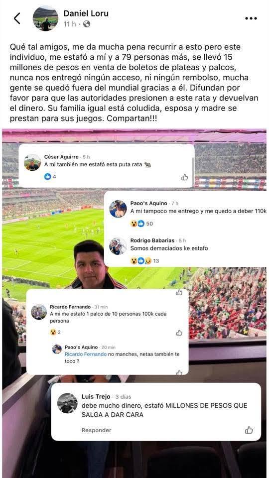 El estafador del Mundial 2026: denuncian fraude de 14 millones de pesos por boletos para la&nbsp;inauguración